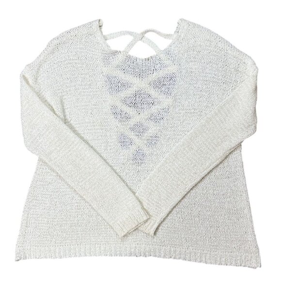 Forever 21 Size S Womens Ivory Crisscross Knit Sweater - Picture 1 of 5
